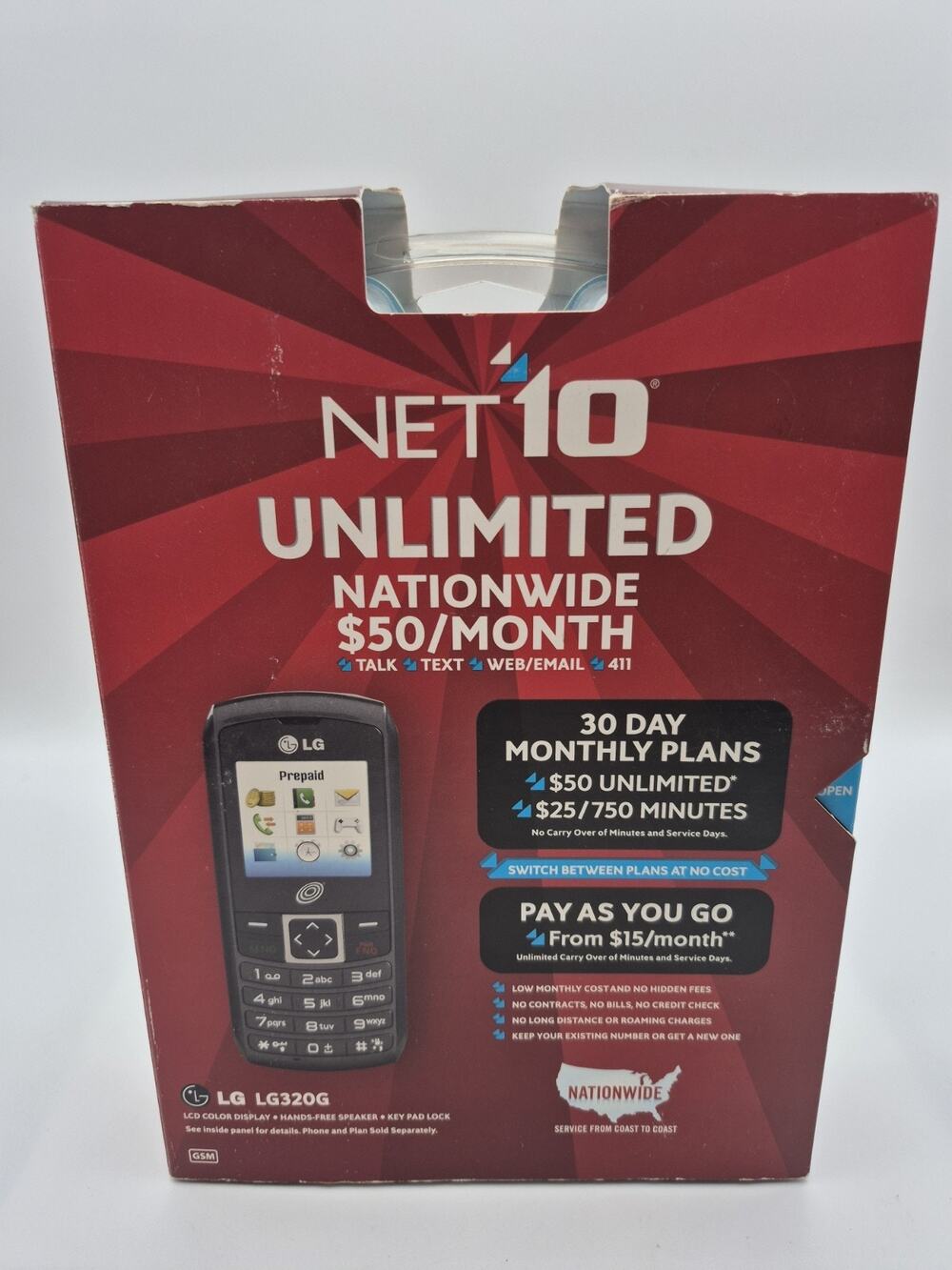 Net 10 LG LG320G Black Cell Phone 2011 Brand New Sealed